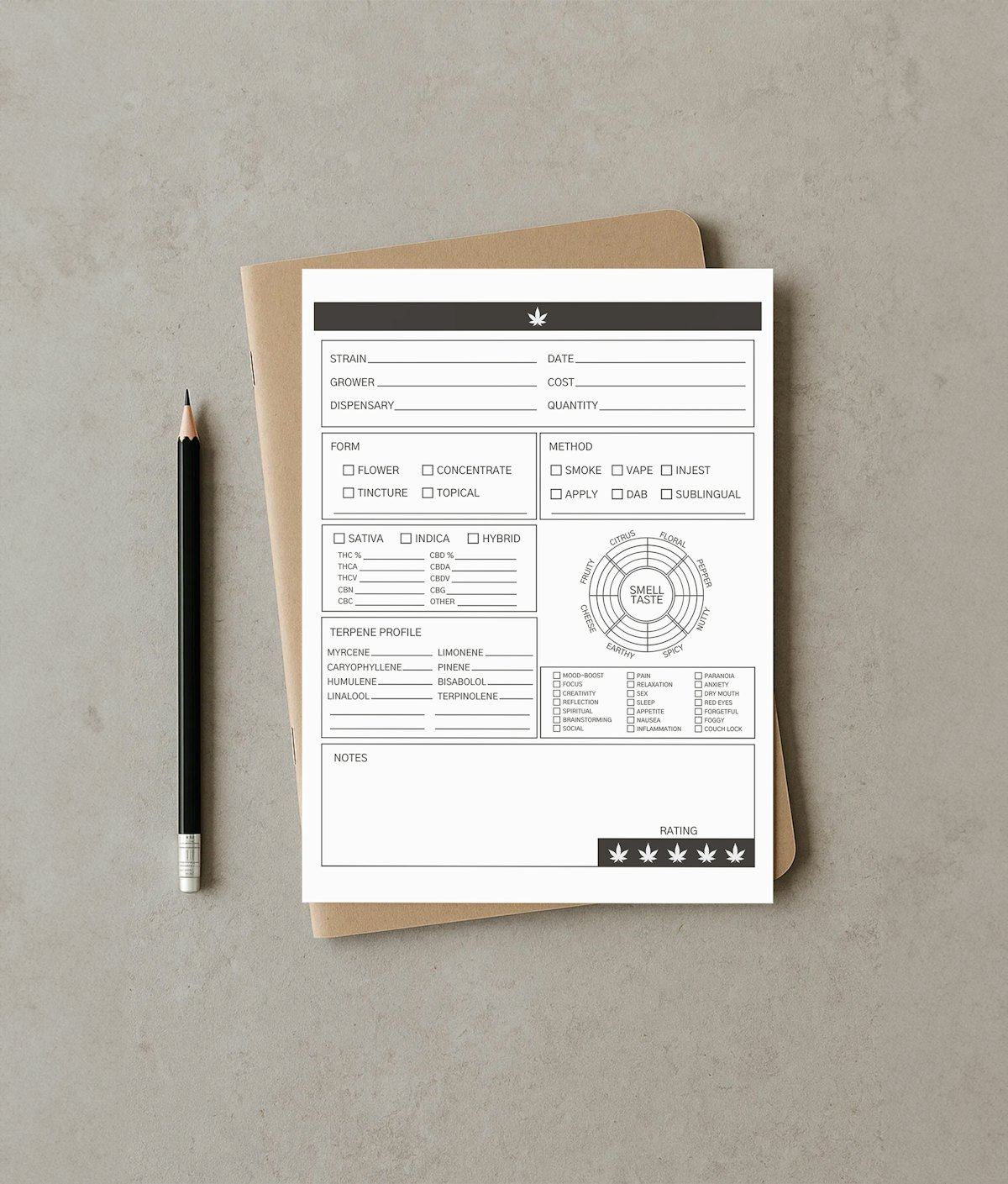 A blank form and pencil on a notebook